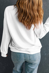 White Sequin Bat Pullover Drop Shoulder Halloween Sweatshirt