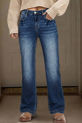 Myosotis Acid Washed Straight Leg Full Length Casual Jeans