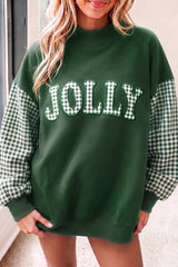 Carrot Gingham Plaid Oversized Pullover Sweatshirt