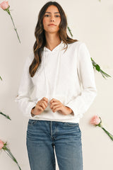 White Lattice Texture Kangaroo Pocket Hoodie