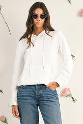 White Lattice Texture Kangaroo Pocket Hoodie