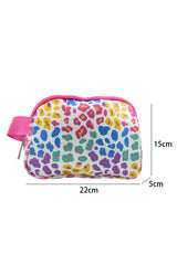 Rose Red Leopard Print Zipper Wide Strap Sling Bag