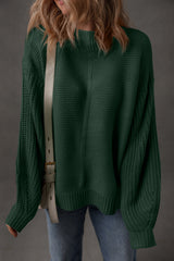Red Dahlia Solid Color Front Seam Drop Shoulder Loose Sweater