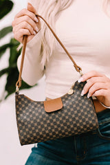 Coffee Luxury Inspired Print PU Leather Shoulder Bag