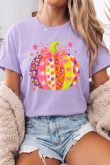 Orchid Petal Playful Pumpkin Printed Graphic T Shirt