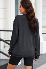 Black Nutcracker Graphic Sequins Patch Mineral Wash Corded Sweatshirt