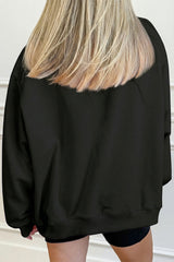 Black Solid Color Oversized Mock Neck Sweatshirt