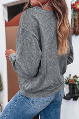 High-rise saved by grace Letter Embroidery Mineral Wash Loose Sweatshirt