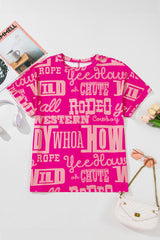 Rose Vintage Letter Print Graphic Loose Tee
