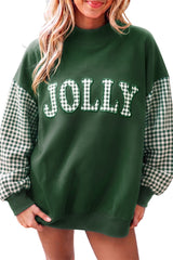 Carrot Gingham Plaid Oversized Pullover Sweatshirt