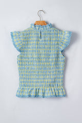 Multicolour Gingham Smoked Lace Trim Tank Top