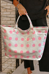 Color black Polka Dot Durable Waterproof PVC Tote Bag