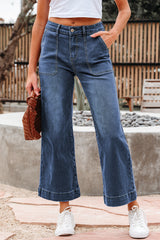 Ashleigh Blue Cropped High Rise Wide Leg Jeans