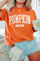 Orange PUMPKIN SEASON Letter Print Relaxed T Shirt