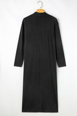 Black Split Long Cardigan and Skinny Pants Loungewear Set