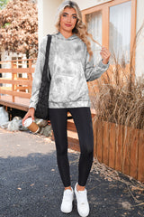 Gray Camouflage Maple Leaf Print Kangaroo Pocket Oversized Hoodie