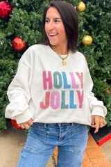White Christmas Slogan Round Neck Long Sleeve Sweatshirt