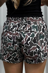 Multicolour Camouflage Print Athletic Lined Shorts