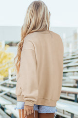 Apricot Oversize Drop Shoulder Reversible Mock Neck Sweatshirt