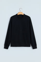 Black Solid Color Oversized Mock Neck Sweatshirt