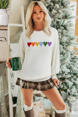 White Chenille Graphic Drop Shoulder Holiday Sweater