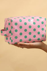 Light Pink Durable PVC Polka Dot Makeup Bag