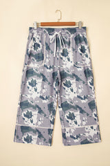 Brown Camo Drawstring Waist Patch Pocket Plus Size Pants