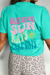 Mint Green LAKE DAYS Double Side Printed Vacation T Shirt