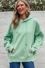 Moonlight Jade Cable Textured Baggy Solid Hoodie