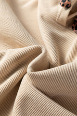 Parchment Thermal Textured Leopard Drawstring Baggy Hoodie