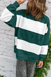 Evergreen Colorblock Drop Shoulder Baggy Sweatshirt