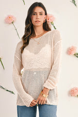 Smoke Gray Crochet Hollow-out Knit Sweater