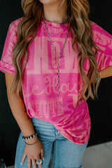 Rose Vintage Letter Print Graphic Loose Tee