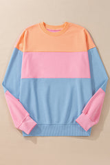 Sky Blue Colorblock Drop Shoulder Sweatshirt