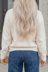 Beige Go Team Football Drop Shoulder Knit Top Sweater