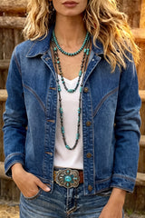 Sail Blue Vintage Wash Western Shift Denim Jacket