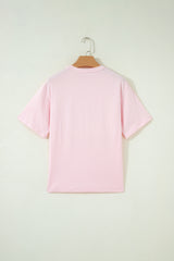 Pink PRAY Sequin Leopard Multiple Patched Graphic Tee