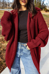 Red Dahlia Solid Color Knit Oversized Button Front Sweater Cardigan