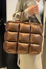 Gold Quilted Padded Tote Bag