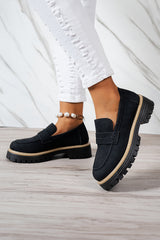 Black Contrast Color Platform Loafers