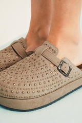 Parchment Vintage Studded Platform Slippers