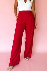 Black Pleated Detail Pull On High Elastic Waist Loose Straight Pants