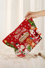 Fiery Red MERRY CHRISTMAS Happy New Year Corduroy Cosmetic Bag