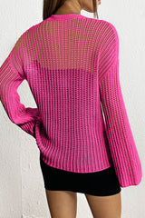 Rose Star Pattern Lightweight Hollow Knit Sweater