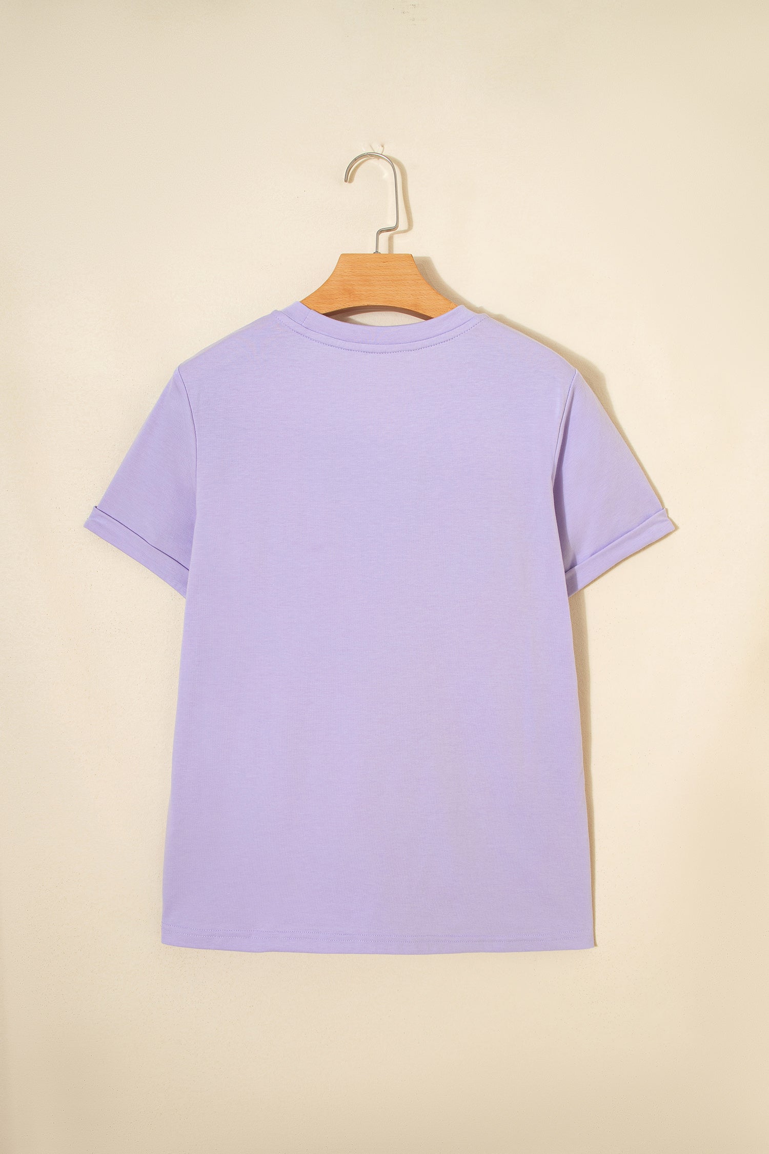 Yellow Cream Casual Plain Crew Neck Tee