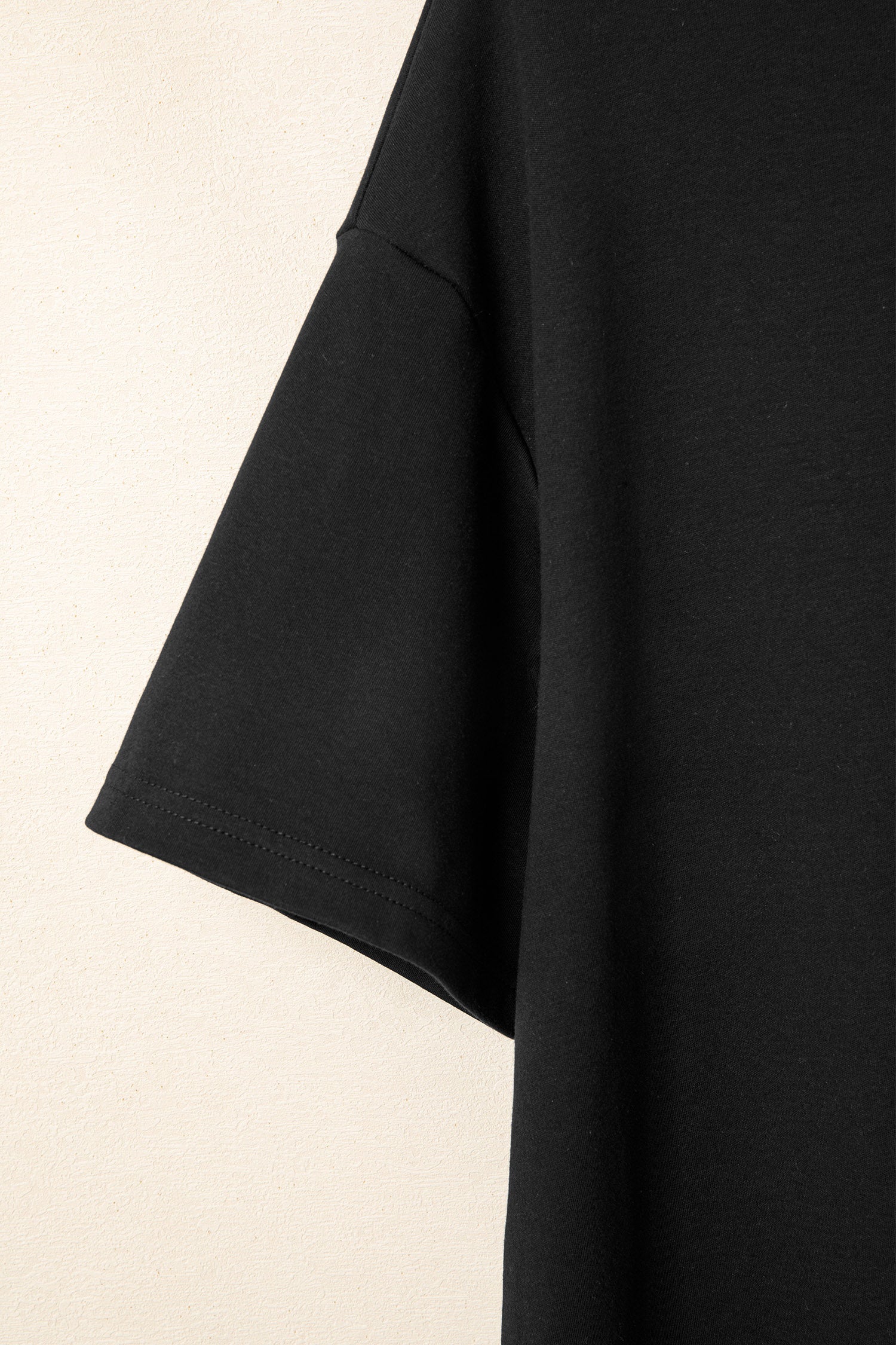 Dark Blue Solid Color High Neck Oversize Tee