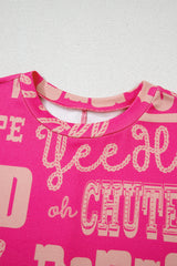 Rose Vintage Letter Print Graphic Loose Tee