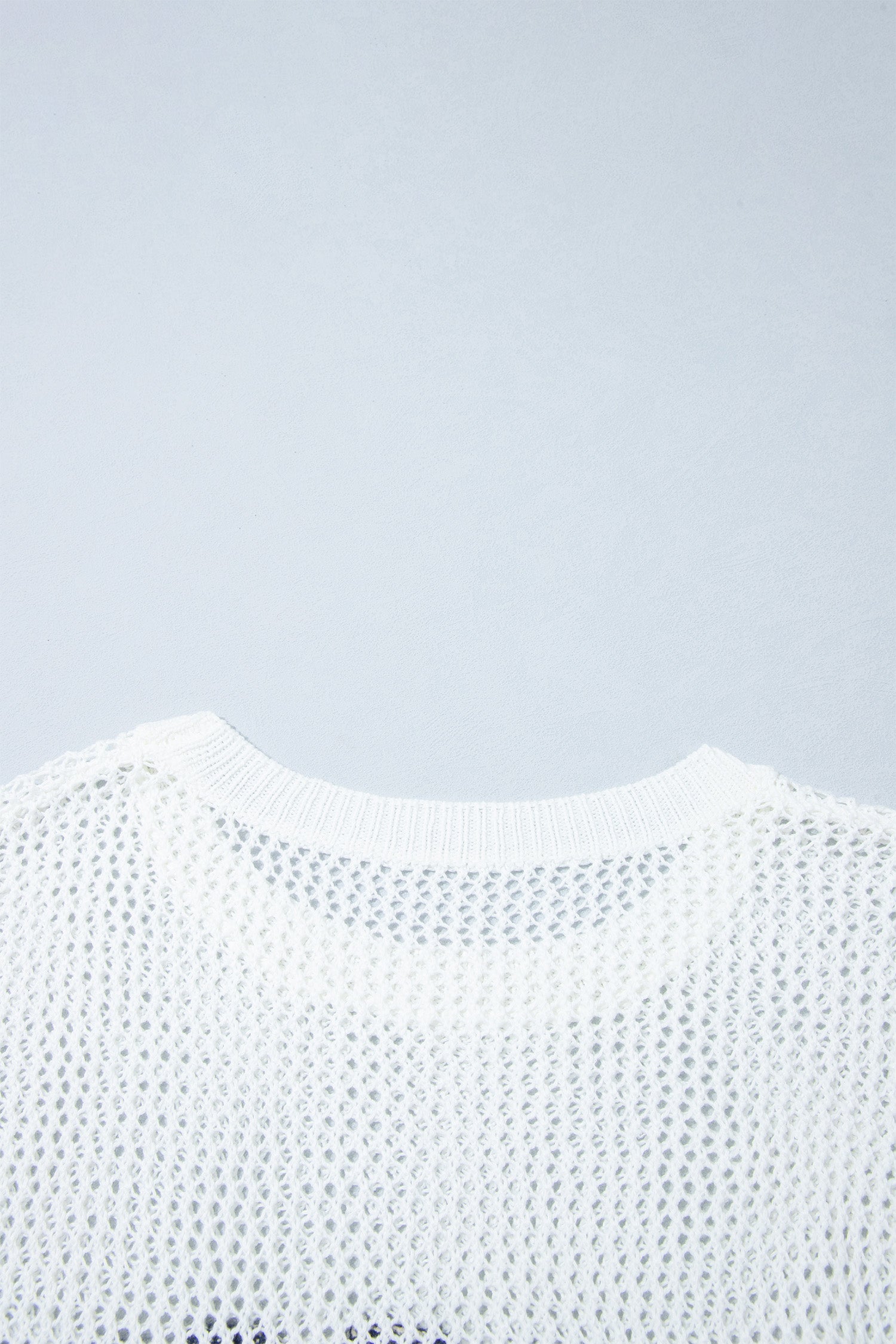 White Chenille BEACH Lettering Hollow Out Knit Casual Sweater