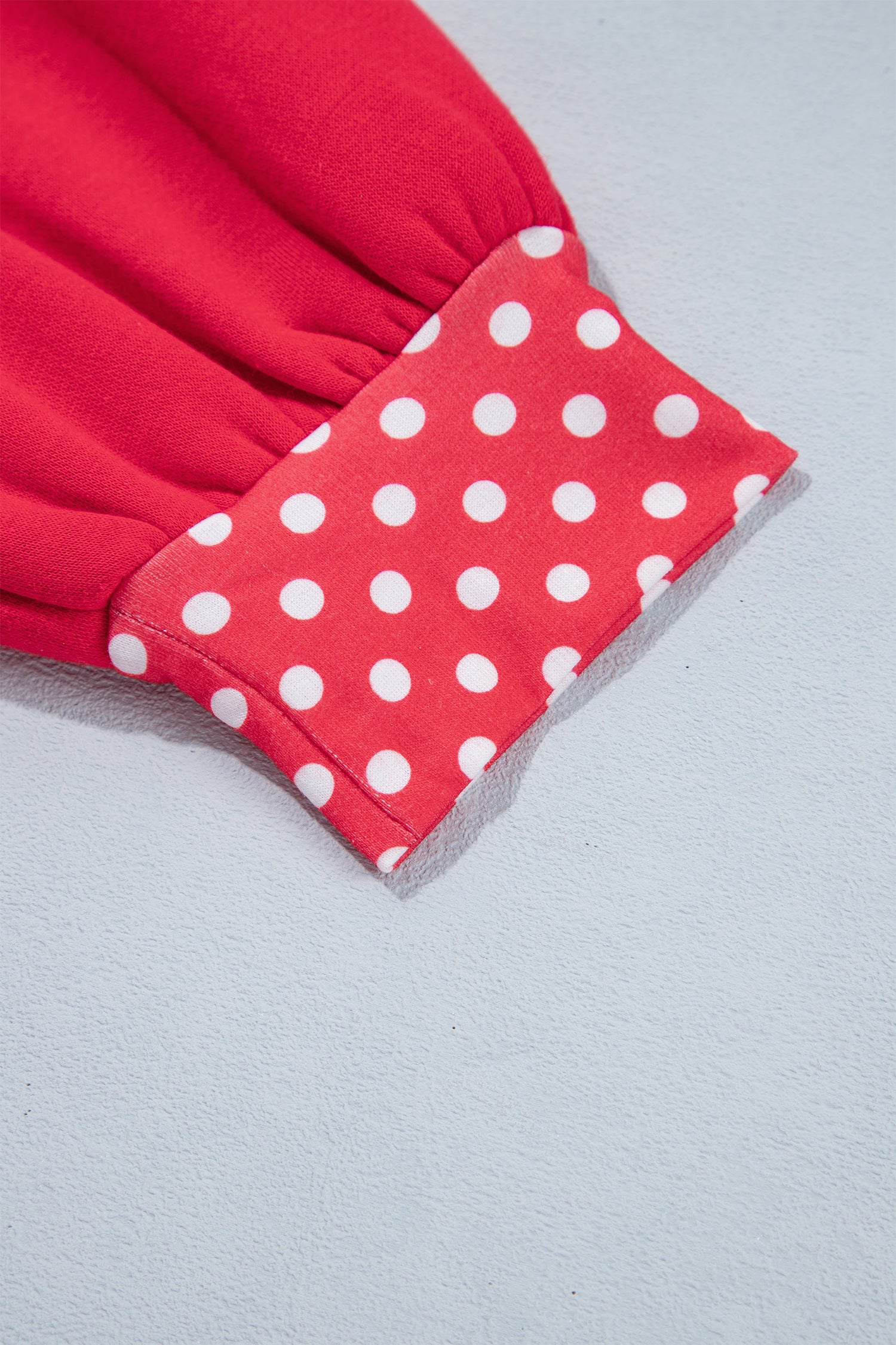 Dark Green Colorblock Polka Dot Contrast Trim Oversized Sweatshirt
