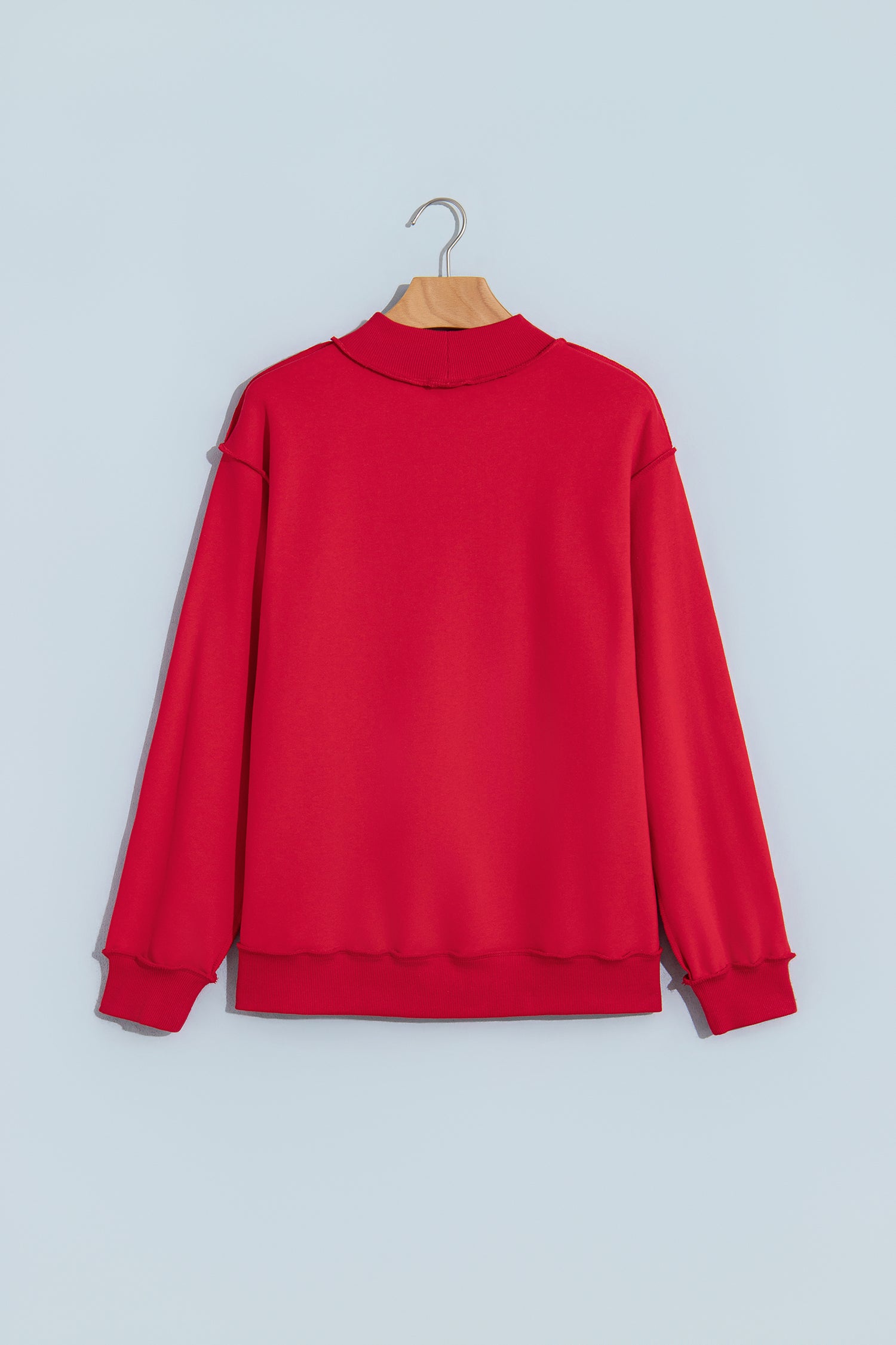 Fiery Red Jesus Saves Slogan Print Stand Neck Baggy Sweatshirt